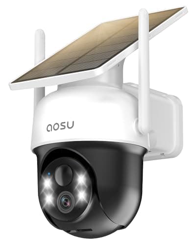 AOSU Solar Camera Security Outdoor - 100% Wire-Free Security Cameras Wireless Outdoor for Home Surveillance with Fixed Solar Panel, 360° Panoramic View, Human Auto Tracking, 2K Color Night Vision - Image 1