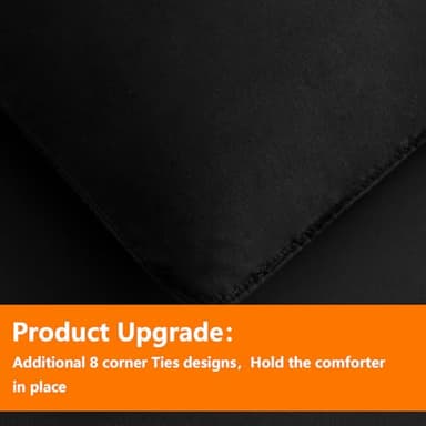 TAIMIT Queen Size Comforter Set - 7 Pieces, Bed in a Bag Bedding Sets with All Season Soft Quilted Warm Fluffy Reversible Comforter,Flat Sheet,Fitted Sheet,2 Pillow Shams,2 Pillowcases,Black - Image 5