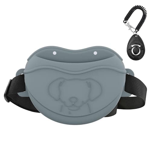 AWINNER Dog Treat Pouch - Premium Silicone - Upgrade 4 Strong Magnets Enhanced Magnetic Closure, Adjustable Waist Belt - Ideal for Puppy Training and Outdoor Walks (Grey) - Image 1