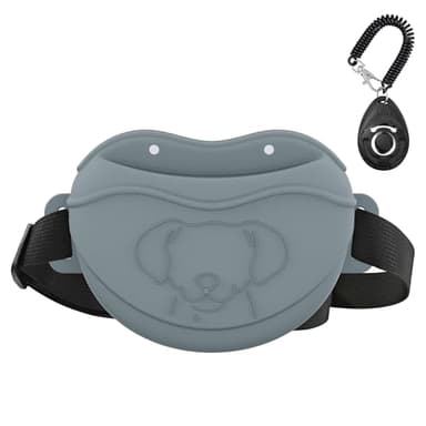 AWINNER Dog Treat Pouch - Premium Silicone - Upgrade 4 Strong Magnets Enhanced Magnetic Closure, Adjustable Waist Belt - Ideal for Puppy Training and Outdoor Walks (Grey) - Image 1