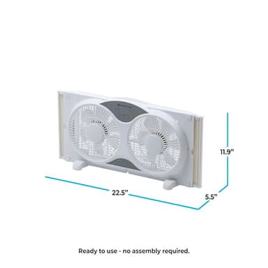 Comfort Zone Window Fan for Bedroom, 9 inch 3 Speed Dual Fans with Auto-Locking Expanders, 3 Modes (Cool, Circulate, Exhaust), Remote Control, Fabric Cover plus Bug Screen, White - Image 6