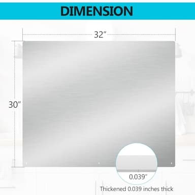 32" x 30" Thicken Heavy Range Hoods Stainless Steel Backsplash,Panel Splatter Guard for Stovetop,6 Pre Drilled Holes for Easy Installation,Keep the Walls Clean, Bright and Beautiful (32" x 30") - Image 3