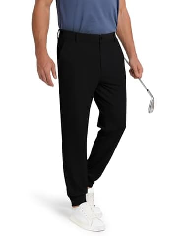 SNOWTEN Men's Golf Joggers Pants with 5 Pockets Stretch Fit Work Dress Athletic Jogger Sweatpants for Running Gym Black 2XL - Image 1