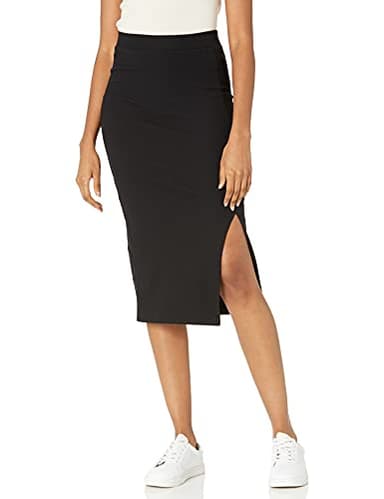 The Drop Women's Veronique High Waist Slit Skirt Skirt, -Black, L - Image 1
