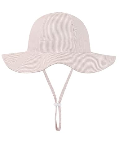 Baby Sun Hat Toddler Girls Bucket Hats Protection Beach Hat UPF 50+ Toddler Wide Brim Bucket Summer Hats AKahki 0-6 Months - Image 2