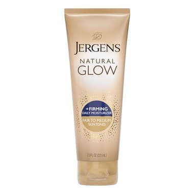 Jergens Natural Glow +Firming Self Tanner Body Lotion, Fair to Medium Skin Tone, Sunless Tanning Moisturizer with Collagen and Elastin. Helps to Visibly Reduce Cellulite, 7.5 Fl Oz - Image 1