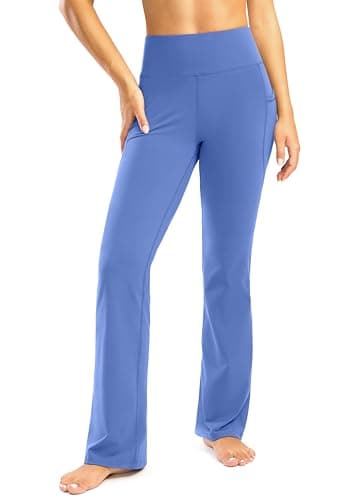 28"/30"/32"/34" Inseam Women's Bootcut Yoga Pants Long Bootleg High-Waisted Flare Pants with Pockets(Wild Indigo,28-M) - Image 2