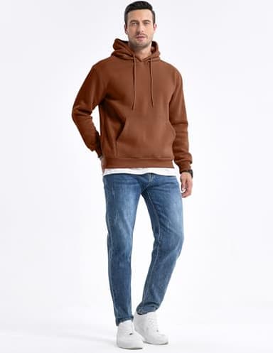JMIERR Fall Sweatshirts for Mens Comfy Simple Plain Drawstring Hoodies Collar Fleece Long Sleeve with Pockets Hooded Pullovers Casual Loose Fit Shirts Cotton Sweater, US43(L), Chestnut - Image 9