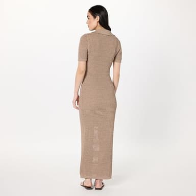 The Drop Women’s Adalyn Tape Yarn Split-Neck Maxi Dress, Mushroom, M - Image 2