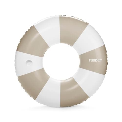 FUNBOY Giant Vintage Tan Stripe Inflatable Tube Pool Float with Cup Holder 48" | Large Pool Float for Adults | Inner Tube Swimming Pool Toys Swim Rings | Pool Lounger Float for Pool Party & Summer - Image 1