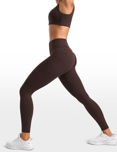 INGIA Womens High Waisted No Front Seam Lounge Yoga Legging 25" Workout Tummy Control Gym Yoga Pants Hot Fudge Brown X-Large - Image 3