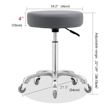 Ainilaily Rolling Stool with Wheels, Heavy Duty 400 lbs Stool for Shop Guitar Lab Tattoo Workbench Medical, Adjustable Swivel Chair (Grey) - Image 6