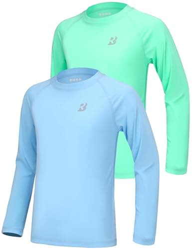 Roadbox Boys UPF 50+ Rash Guard Swim Shirt, Kids Long Sleeve Sun Protection Shirts, Youth UV Athletic Beach Rashguard - Image 1