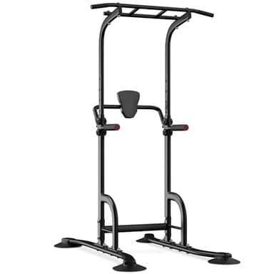 BangTong&Li Power Tower, Pull Up Bar Dip Station/Stand for Home Gym Strength Training Workout Equipment (Black-02) - Image 1