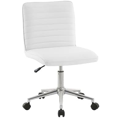 Furnimart Faux Leather Mid-Back Armless Office Desk Adjustable Task Chair Home Office Chair Small Swivel Chair Dorm Chair with Smooth Casters (PU White) - Image 9