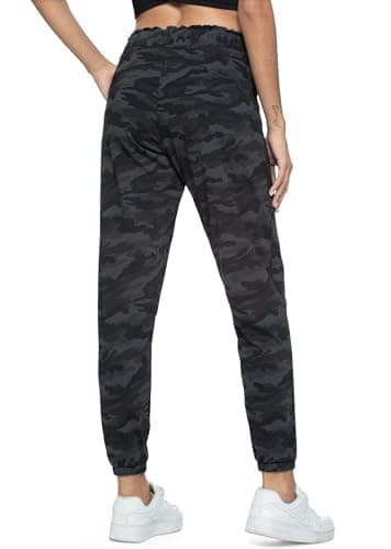 Haowind Joggers for Women with Pockets Elastic Waist Workout Sport Gym Pants Comfy Lounge Yoga Running Pants(Black Ash Camo L) - Image 2