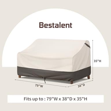 Bestalent Patio Furniture Covers Waterproof,Outdoor 3-Seater Sofa Cover Fits up to 79W x 38D x 35H inches - Image 2