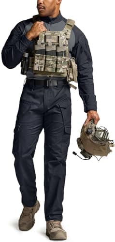 CQR Men's Flex Ripstop Tactical Pants, Water Resistant Stretch Cargo Pants, Lightweight EDC Hiking Work Pants, Dura Flex Mag Pocket Operator Navy, 34W x 32L - Image 3