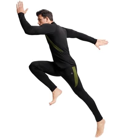 CL convallaria Thermal Underwear for Men, Long Johns Winter Hunting Gear Sport Base Layer Top and Bottom Set Midweight Black L - Image 7