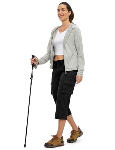 TBMPOY Womens Cargo Capris Hiking Lightweight Pants 6 Pockets Quick Dry Casual Outdoor Trip Loose Shorts Cropped Cotton Black L - Image 7