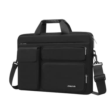 MOSISO Laptop Shoulder Bag 15.6 inch, 15-15.6 inch Computer Bag Compatible with MacBook Pro 16 inch, HP, Dell, Lenovo, Notebook with 2 Raised&1 Flapover&1 Horizontal Pocket&Handle&Belt, Black - Image 1