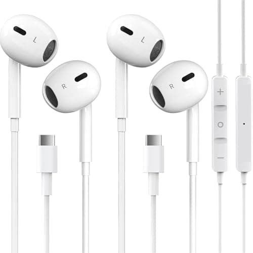 2 Packs USB C Headphones for iPhone 17/16/15 Pro Max Plus Type C Earphones with Microphone & Remote Noise Cancelling Earbuds for iPhone 17/16/15 Pro, iPad, Galaxy S23/S22/S21/S20/Ultra Note 10/20 - Image 1