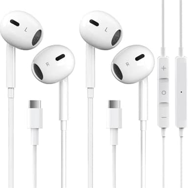 2 Packs USB C Headphones for iPhone 17/16/15 Pro Max Plus Type C Earphones with Microphone & Remote Noise Cancelling Earbuds for iPhone 17/16/15 Pro, iPad, Galaxy S23/S22/S21/S20/Ultra Note 10/20 - Image 1