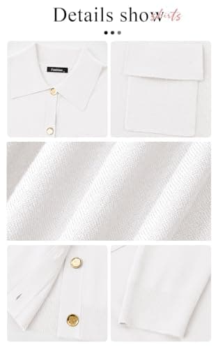 PRETTYGARDEN Women's 2025 Fall Long Sleeve Knitted Button Down Shirts Light Collar Cardigan for Women Dressy Casual Tops (White, Medium) - Image 6