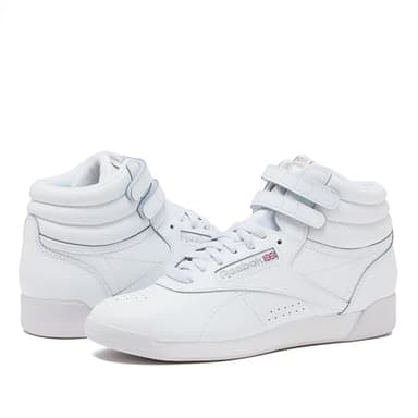 Reebok Women's Freestyle Hi High Top Sneakers for Women, Black or White Basketball and Tennis Shoes Womens Size 5-12, White/Silver, 10 - Image 7