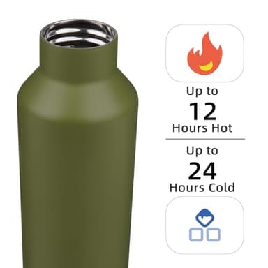 Insulated Water Bottle with Straw,17 OZ Double Wall Vacuum Stainless Steel Water Flask with 2 Lids,Forest Green - Image 2