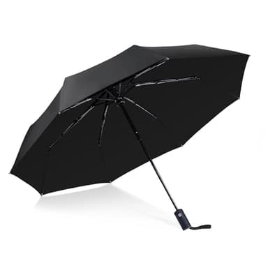 NPCQUN Travel Essentials Umbrella Windproof Compact Collapsible Light, Automatic, Strong and Portable, Wind Resistant, Folding Small Umbrella for Rain Black - Image 2