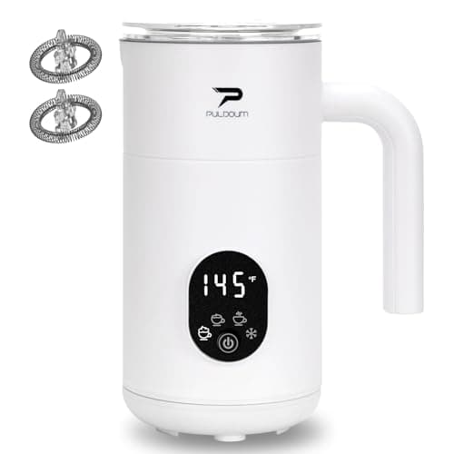 Milk Frother, Electric Milk Frother and Steamer 4 in 1 Automatic Coffee Steamer Frother, 11.8OZ / 350ML Warm and Cold Foam Frother For Coffee,Latte, Cappuccino, Macchiato, Hot Chocolate, White - Image 1
