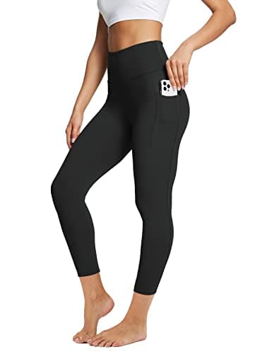 baleaf Yoga Pants Petite Leggings for Women Workout Athletic Leggings 7/8 High Waist Soft Yoga Running Ankle Length with Deep Pockets Black 2XL - Image 1
