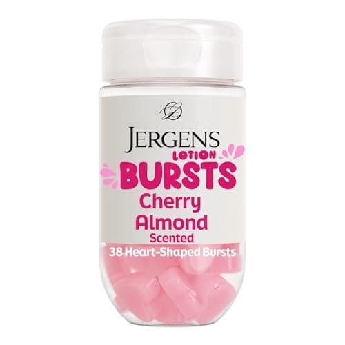 Jergens Cherry Almond Lotion Bursts, Squishy Heart-Shaped Moisturizer Bursts, Lotion Gifts for Teens, 38 Ct - Image 1