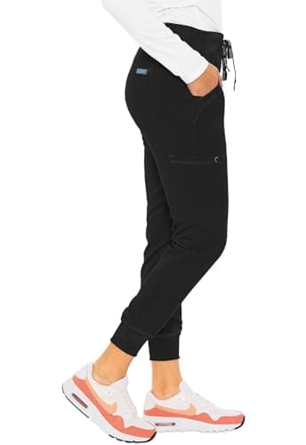 Med Couture Scrub Pants for Women Jogger Pant with 5 Pockets, Lightweight, Ultra Soft, 2-Way Stretch Fabric - MC7710, M, Black - Image 4