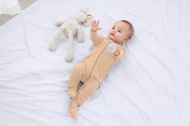 GUISBY Baby Footed Pajamas with Mitten Cuffs, Cozy rayon made from bamboo Dual Zipper Sleeper Pjs 0-3 Months - Image 2