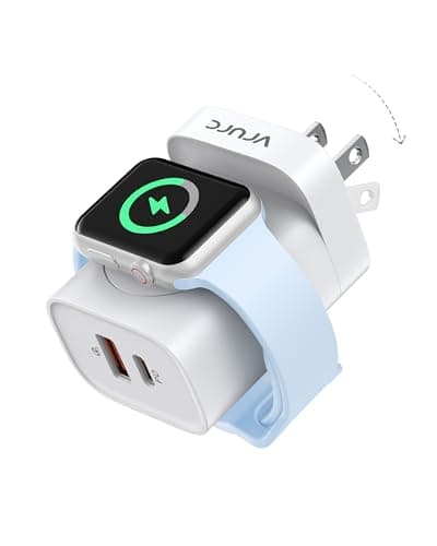 VRURC Charger for Apple Watch, USB C Wall Charging Block for iPhone, 20W Fast Charging,Foldable Plug Travel Charger Stand for iWatch Ultra/SE/10/9/8/7/6/5/4/3/,iPhone 16 15 14 13,Android-White - Image 1