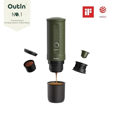 OutIn Nano Portable Electric Espresso Machine, Travel Coffee Maker for Camping, Car Coffee Maker Self-Heating with USB-C, With Ground Coffee & NS Capsule for RV, Hiking, Office - Image 2