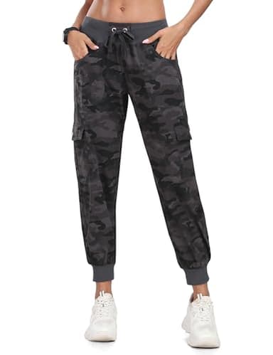MoFiz Hiking Cargo Pants for Women with Pockets Lightweight Quick Dry Athletic Outdoor Summer Travel Casual Joggers Sweatpants Camouflage Dark Grey 2XL - Image 3