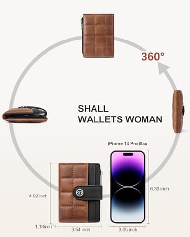 BOSTANTEN Small Wallet for Women Leather RFID Blocking Card Holder Bifold Compact Wallets With Zipper Coin Pocket Black＆Brown - Image 4