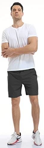 SPOSULEI Men's Athletic Shorts Quick Dry Lightweight Gym Running Casual 7 Inch Inseam Shorts with Zipper Pockets Black X-Large - Image 6