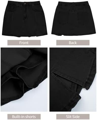 luvamia Skorts Skirts for Women Denim Mini Skirt Side Slit with High Waisted Jean Shorts Stretchy - Image 8