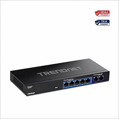 TRENDnet 7-Port Multi-Gig Gaming Switch, TEG-S327, 5 x 1G RJ-45 Base-T Ports, 2 x 2.5G RJ-45 Ports, 20Gbps Switching Capacity, Wall Mountable, Plug & Play, Lifetime Protection, Black - Image 5