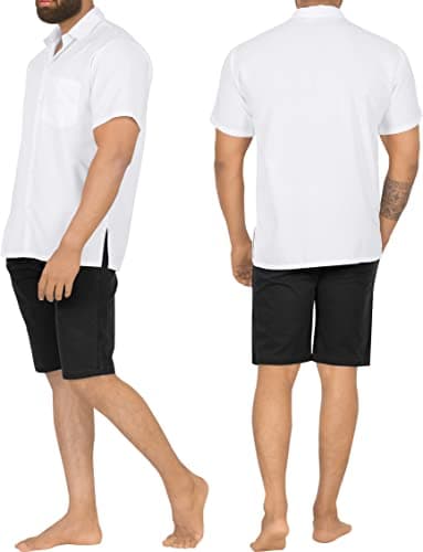 HAPPY BAY Men's Short Sleeve Button Down Summer Solid Shirts Casual Camp Vacation Shirt Beach Business Work Shirt Tees with Pocket 4XL White Plain - Image 4