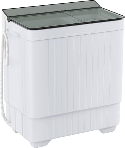 Sustainova Portable Washing Machine Twin Tub 18.7 Lbs Capacity, (14.3 Lbs) and Spinner(4.4 Lbs) Combo Compact Laundry Washer for Home, Apartment, Camping, RVs and Dorms, Black/White - Image 1