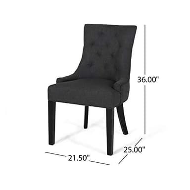 Christopher Knight Home Cheney Dining Chair,Textile, Gray + Dark Brown - Image 3