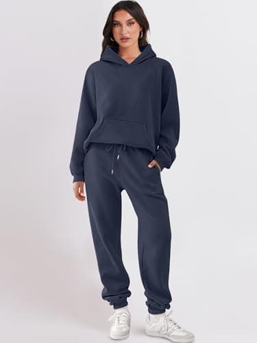 ANRABESS Womens 2 Piece Outfits Lounge Hoodie Oversized Sweatshirt Jogger Sweatpants Y2K Tracksuit Sweatsuit Set Fall Clothes Navy Blue X-Small - Image 9