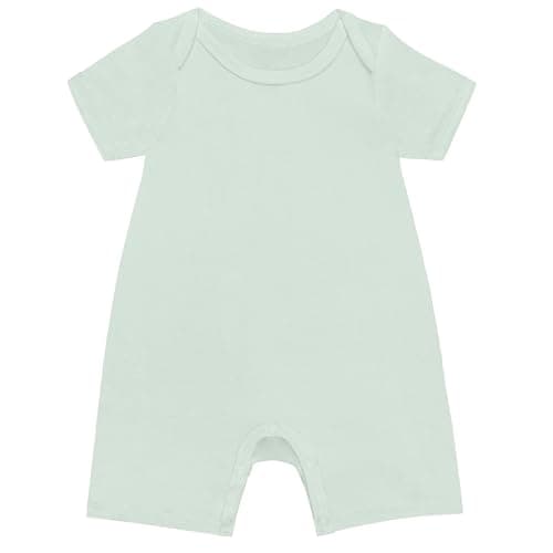 GUISBY Rayon Baby Pajamas, Short Sleeve Footless Rompers, Snap Closure Sleeper for Boy Girls Light Green 0-3 Months 1pc - Image 1