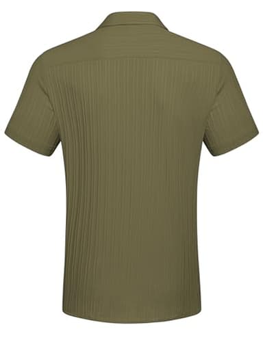 COOFANDY Mens Summer Shirts Short Sleeve Casual Linen Shirts for Men Hawaiian Beach Shirt Army Green - Image 6