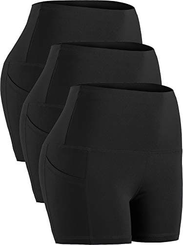 CADMUS High Waist Athletic Shorts for Womens Yoga Fitness Workout Running Shorts with Deep Pockets,3 Pack,1016,Black & Black & Black,X-Large - Image 1